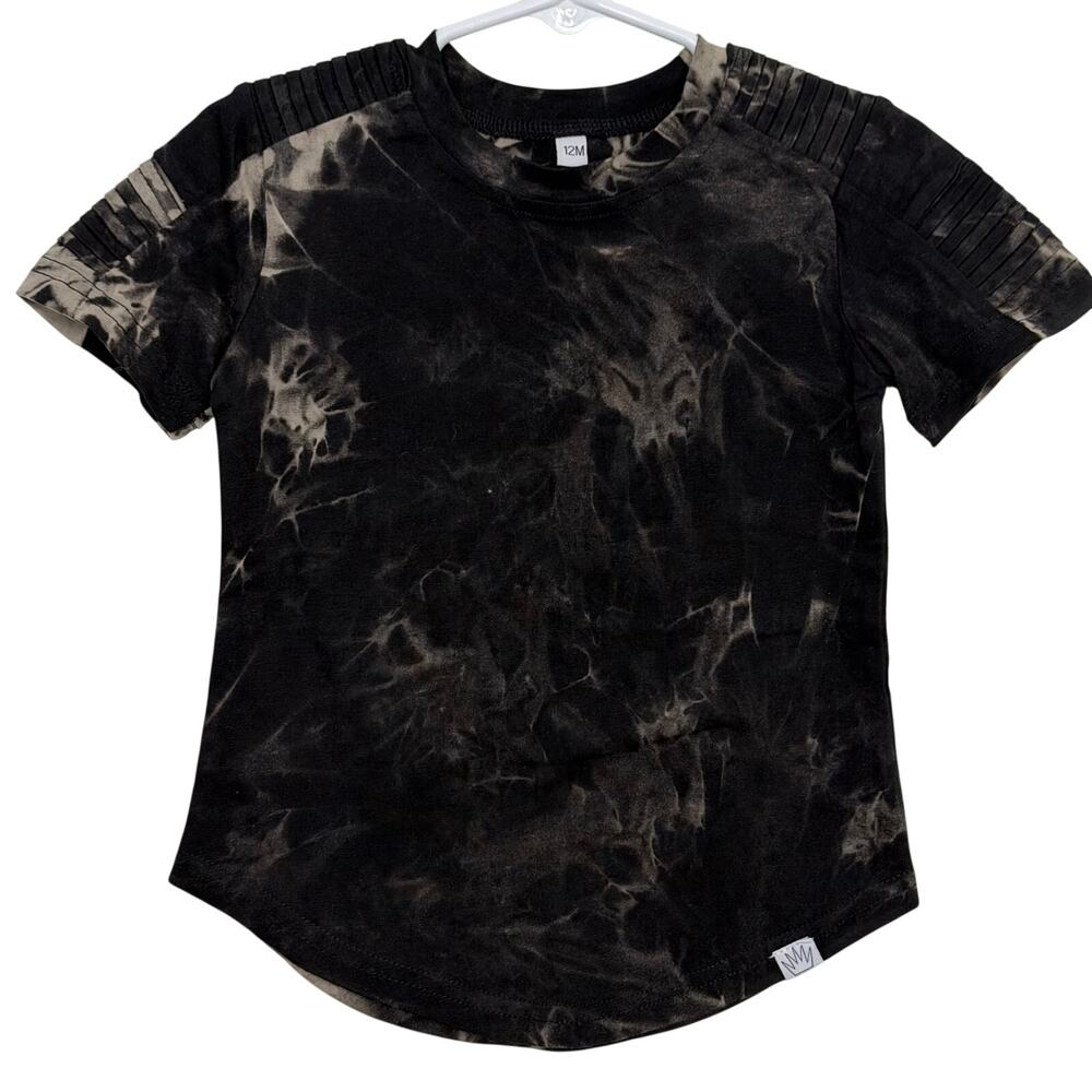 Posh Kiddos Black Ice Tie Dye Biker Shirt Size 12 Months